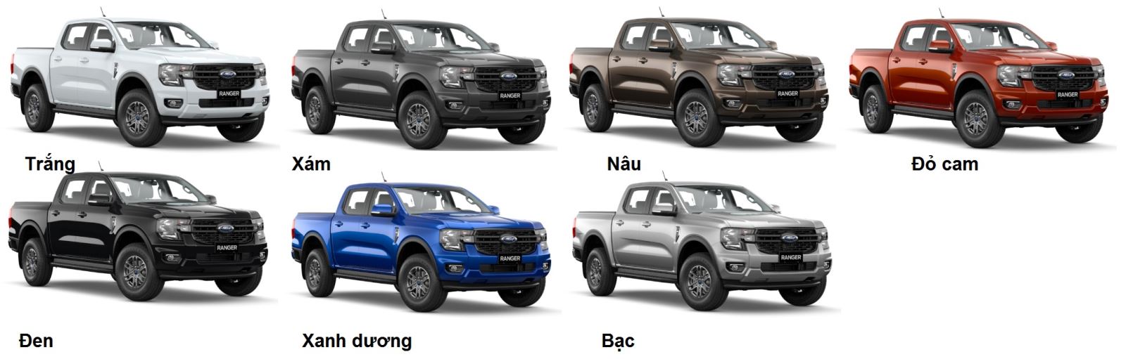 Ford Ranger XLS MT 4x2 2023 có mấy màu?